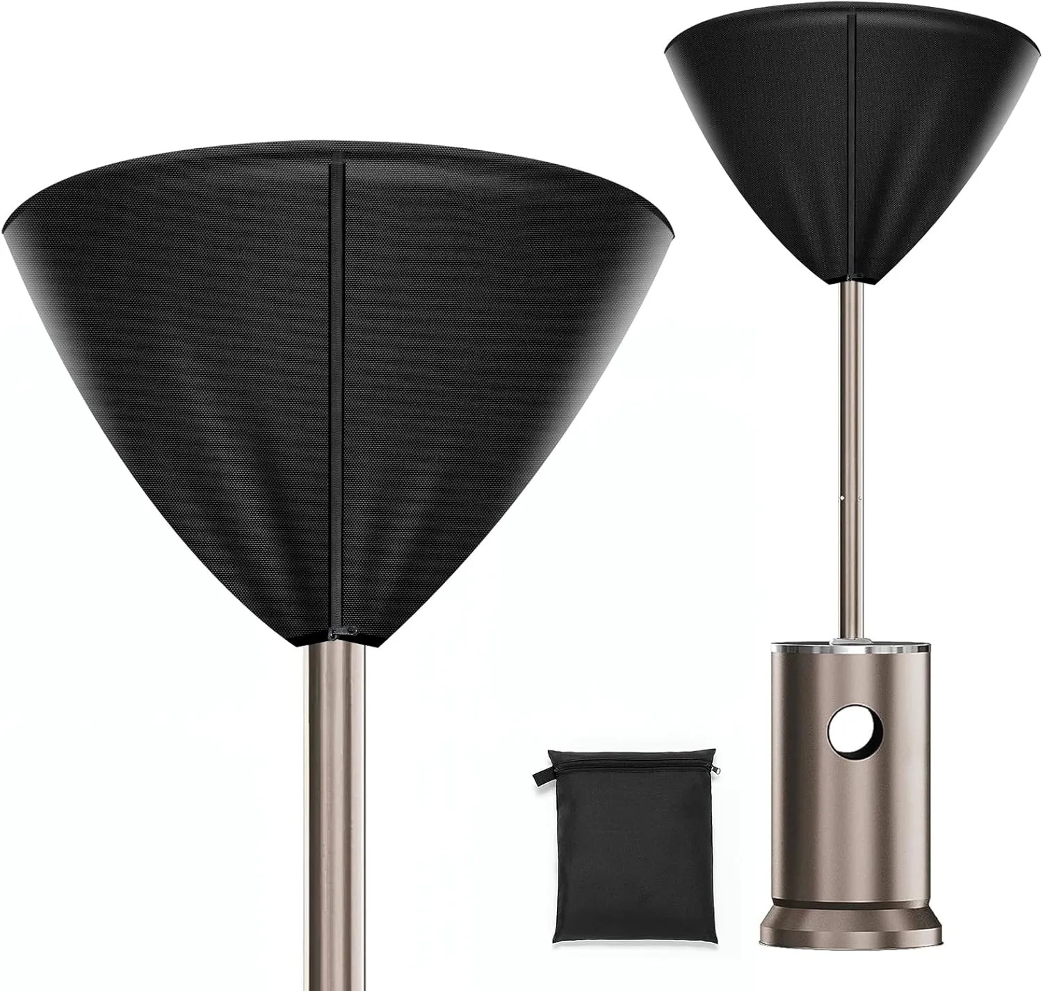 Round Stand Up Heater Top Covers, Heavy-duty and Weather-resistant Oxford Fabric, Waterproof, Dust-proof, Snow-proof, with Zipper and Storage Bag (Only Top Cover)