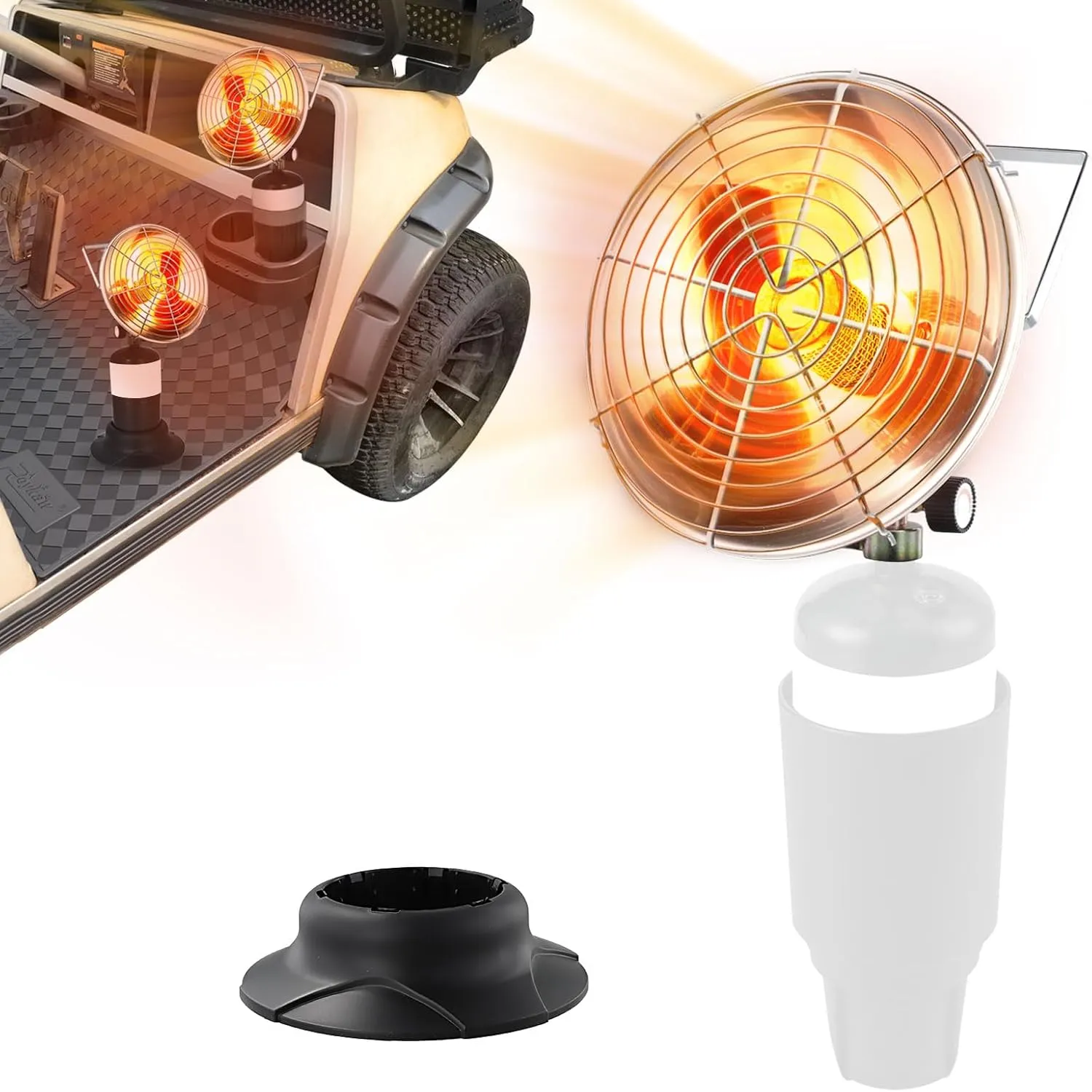 Roykaw Golf Cart Propane Heater for 1 LB Cylinder, 6300 BTU Heater Propane with Cylinder Stand, Portable Propane Heater for Outdoor Use, Propane Tank Heater, Wide Heating Area, Allow -40°