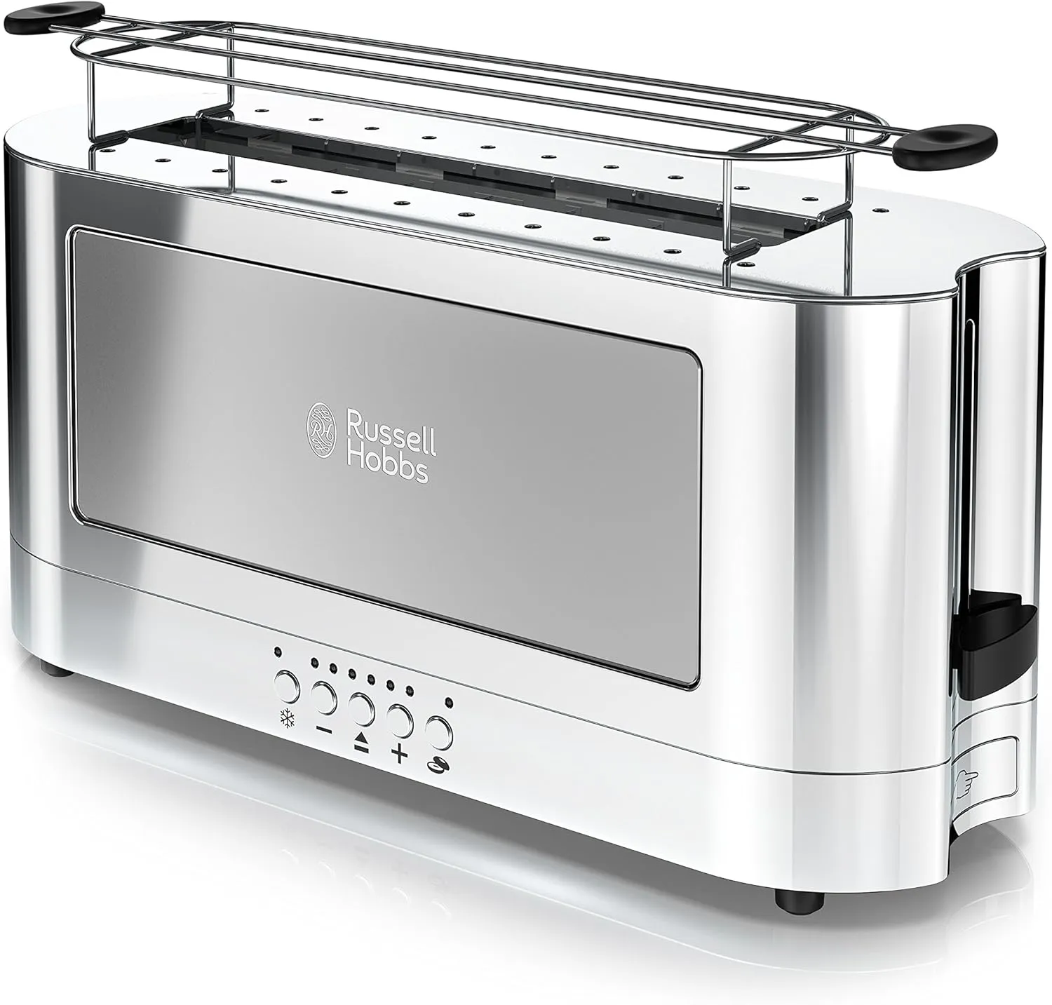 Russell Hobbs TRL9300GYR 2-Slice Glass Accent Long Toaster, Silver & Stainless Steel