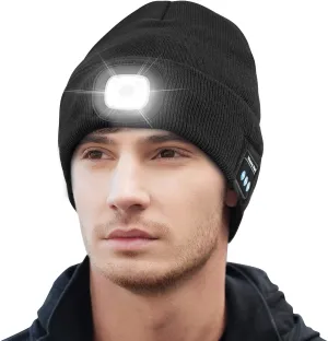 Rynx | Keains Unisex Bluetooth Beanie hat with light, upgraded musical knitted hat with headphones and built-in stereo speakers & microphone, LED hat for running and hiking, Christmas gift for men women dad