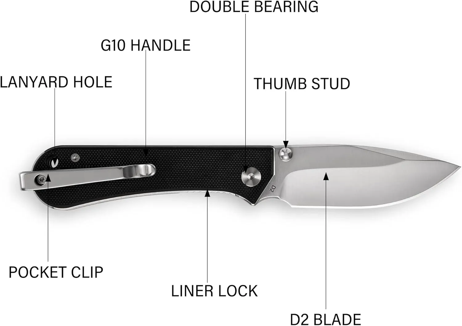 S13 Kumpanter Pocket Folding Knife, Multifunctional 3-Inch D2 Blade and G10 EDC Pocket Knives with Pocket Clip for Camping, Hiking, and Everyday Use