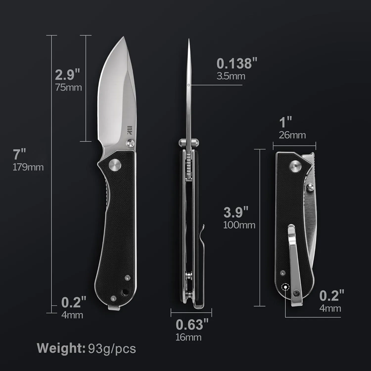 S13 Kumpanter Pocket Folding Knife, Multifunctional 3-Inch D2 Blade and G10 EDC Pocket Knives with Pocket Clip for Camping, Hiking, and Everyday Use
