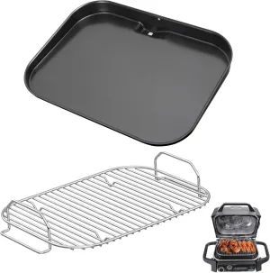 SafBbcue Grill Griddle Plate & Smoke Rack for 7 in 1 Ninja Woodfire OG700 Series Outdoor Grills, for Ninja OG701 OG751 XSKGRDPLT Woodfire Grill Flat Top Griddle Plate Accessories and Roast Rack