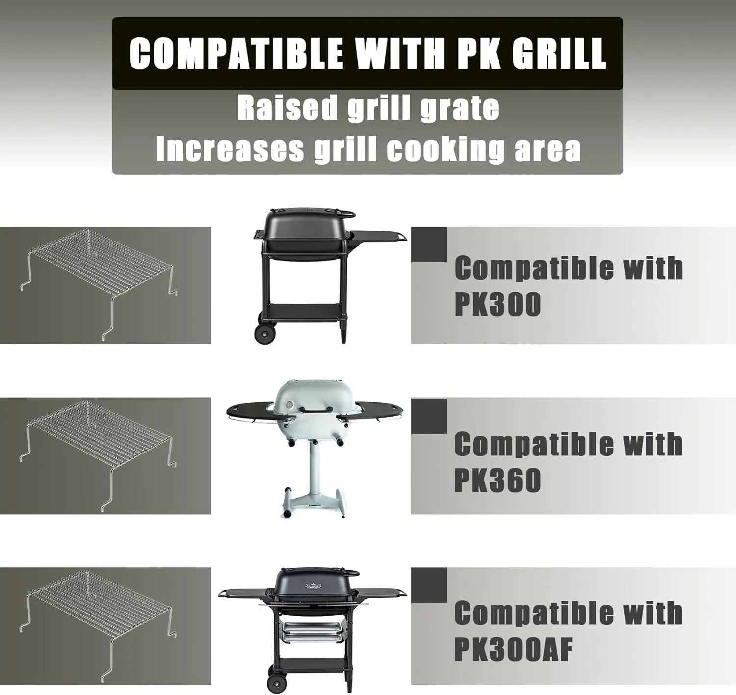 SafBbcue Grill Warming Rack for PK99011 Grill & Smoker 300 Series, Raised Barbecue Cooking Grill Grid for PK Grills Stainless Steel BBQ Warming Rack for PK Grill Accessories