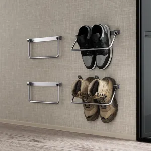 Safoner RV Shoe Storage Solution- Aluminum Camper Shoe Rack, Wall-Mounted Organizer Shelf, Efficient Space-Saving Holder for Various Footwear, Essential Accessories for Travel Trailers- 4 Packs