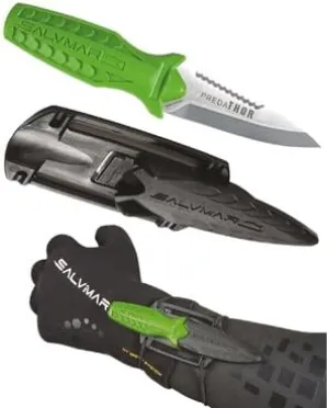 SALVIMAR PREDATHOR Compact Stainless Steel Scuba Diving Knife with Sheath
