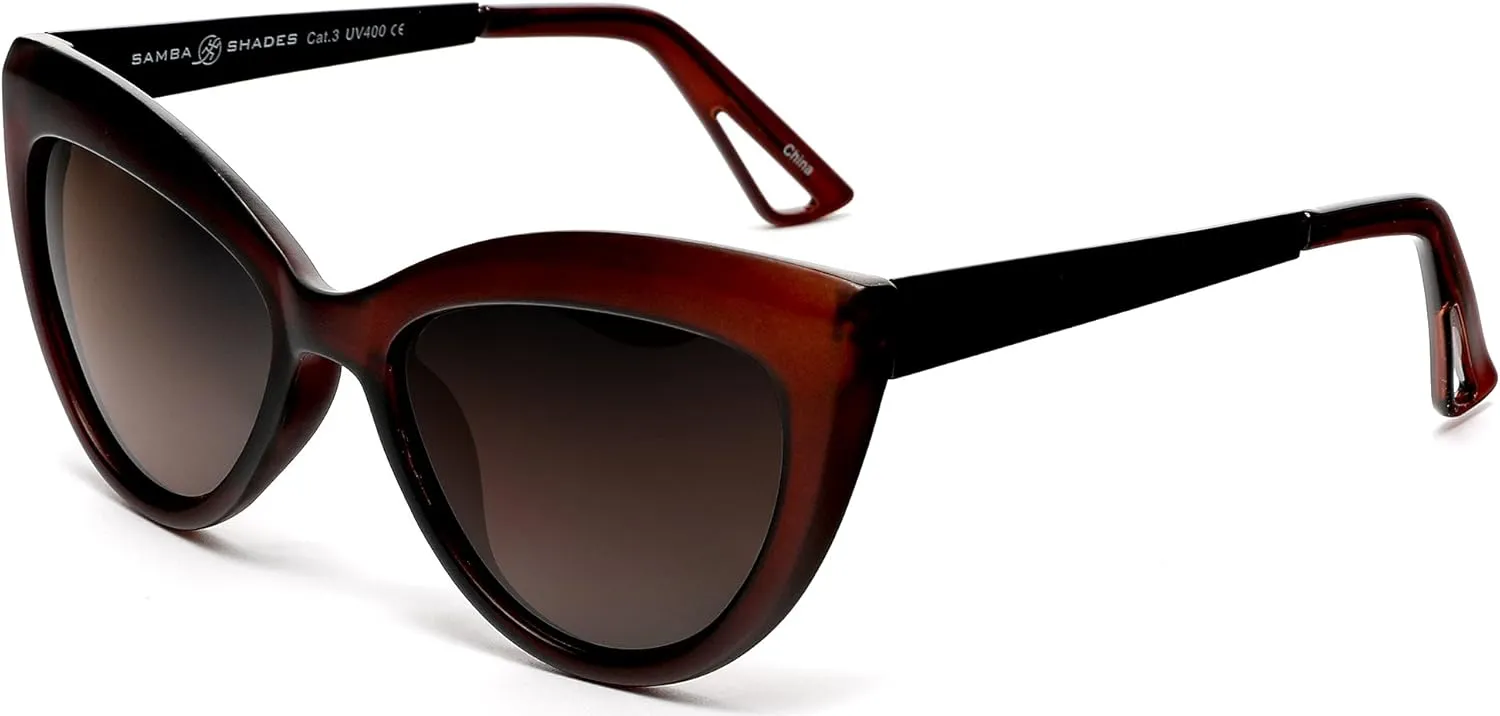 SAMBA SHADES Polarized Cateye Sunglasses for Women - Classic Fashion Clout UV400, UVA & UVB Blocking Retro Design