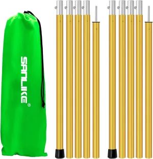 SAN LIKE Aluminum Tent Poles for Tarp & Awnings - 75in Adjustable, Collapsible Poles - 2 Sets (5 Sections)