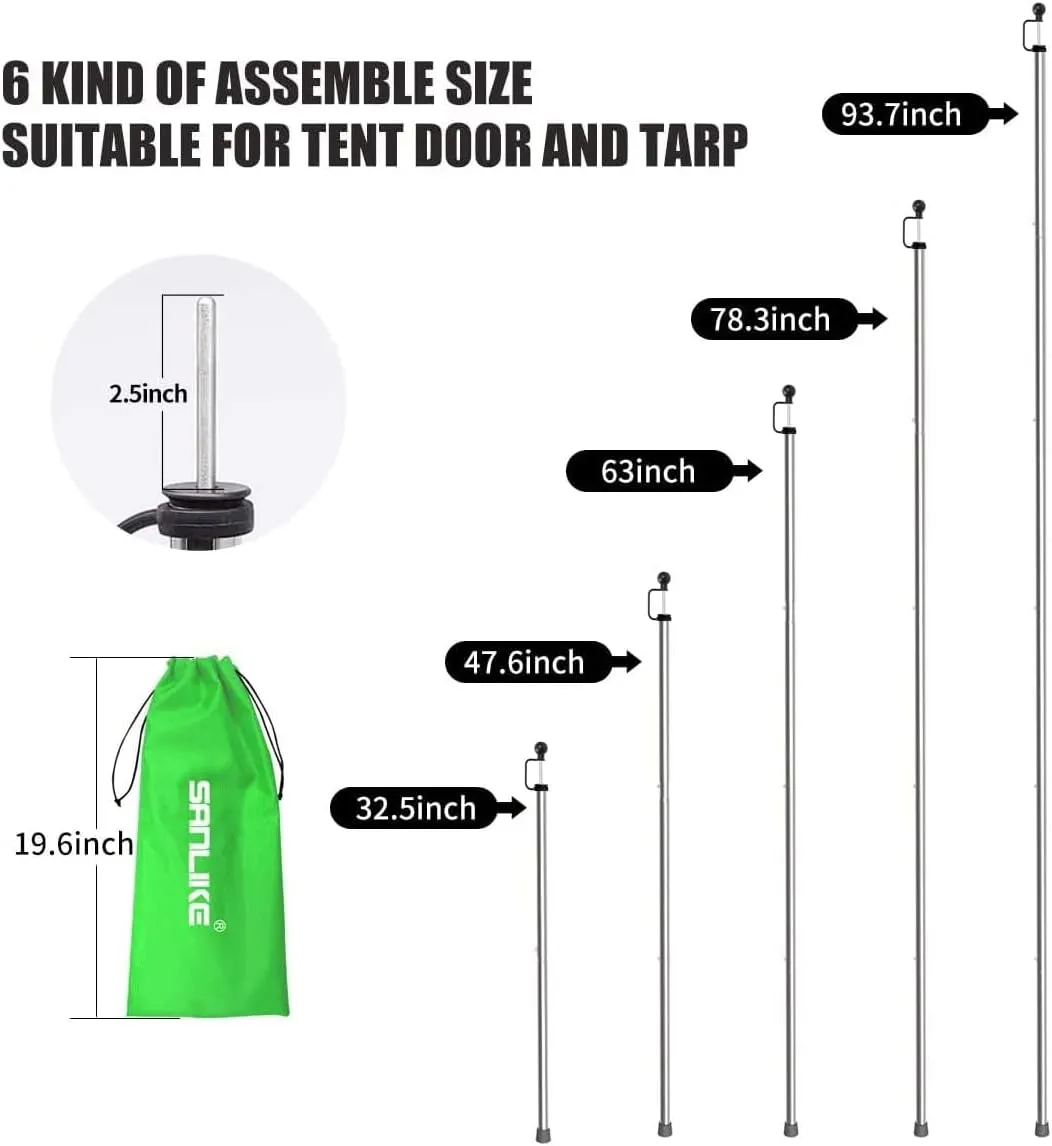 SAN LIKE Tent Poles for Tarp, 90 in Tarp Poles Set of 4, Tent Poles Replacement, Telescoping Pole, Canopy Poles, Camping Poles for Rooftop Tents, Trekking Pole Tent for Rain Fly, Camper, Awning