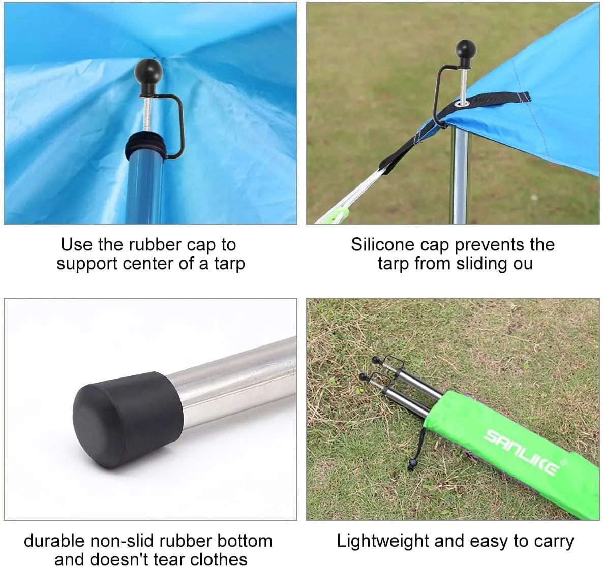 SAN LIKE Tent Poles for Tarp, 90 in Tarp Poles Set of 4, Tent Poles Replacement, Telescoping Pole, Canopy Poles, Camping Poles for Rooftop Tents, Trekking Pole Tent for Rain Fly, Camper, Awning