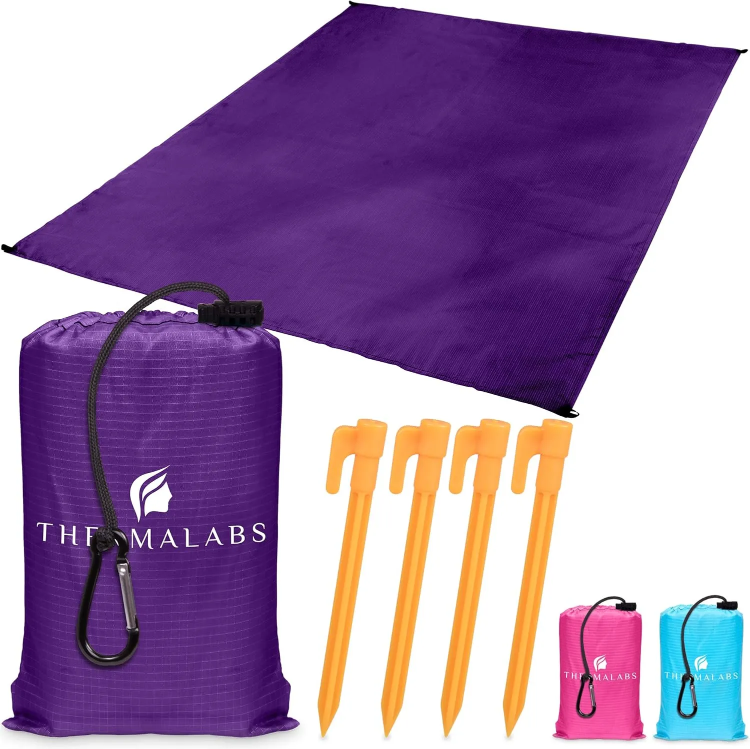 Sandless Beach Mat, Ground Blanket for the Park, Folds to Pocket Size: Take It Anywhere! Anti-Sand Waterproof Parachute Sheet for Concerts, Picnics and Festivals. Ultra Lightweight Tarp (Purple)