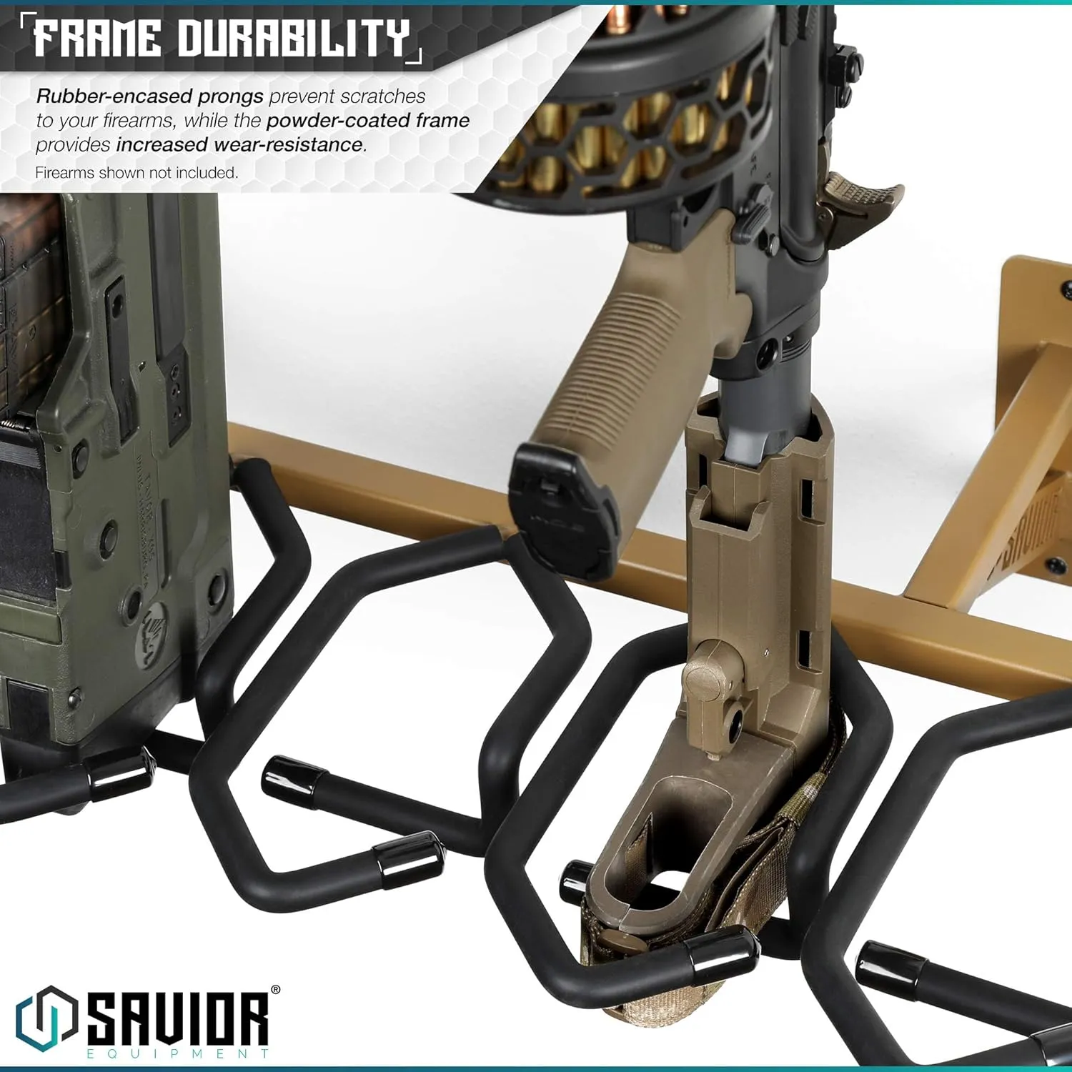 Savior Equipment Wall-Mount Rifle Rack Tactical Shotgun Carbine Firearm Free-Standing Gun Display Indoor Storage Rack - Heavy Duty Steel, 6-Slot Holds up to 150 Lbs