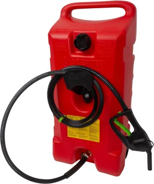 Scepter Duramax Flo ’N Go 14 Gallon (53 Liter) Fueling Station, Portable Gas Caddy and Fuel Transfer Pump with 10-Foot Hose for Lawn Mower, Farm, Marine, Commercial, and Home Use, Gasoline Only, Red