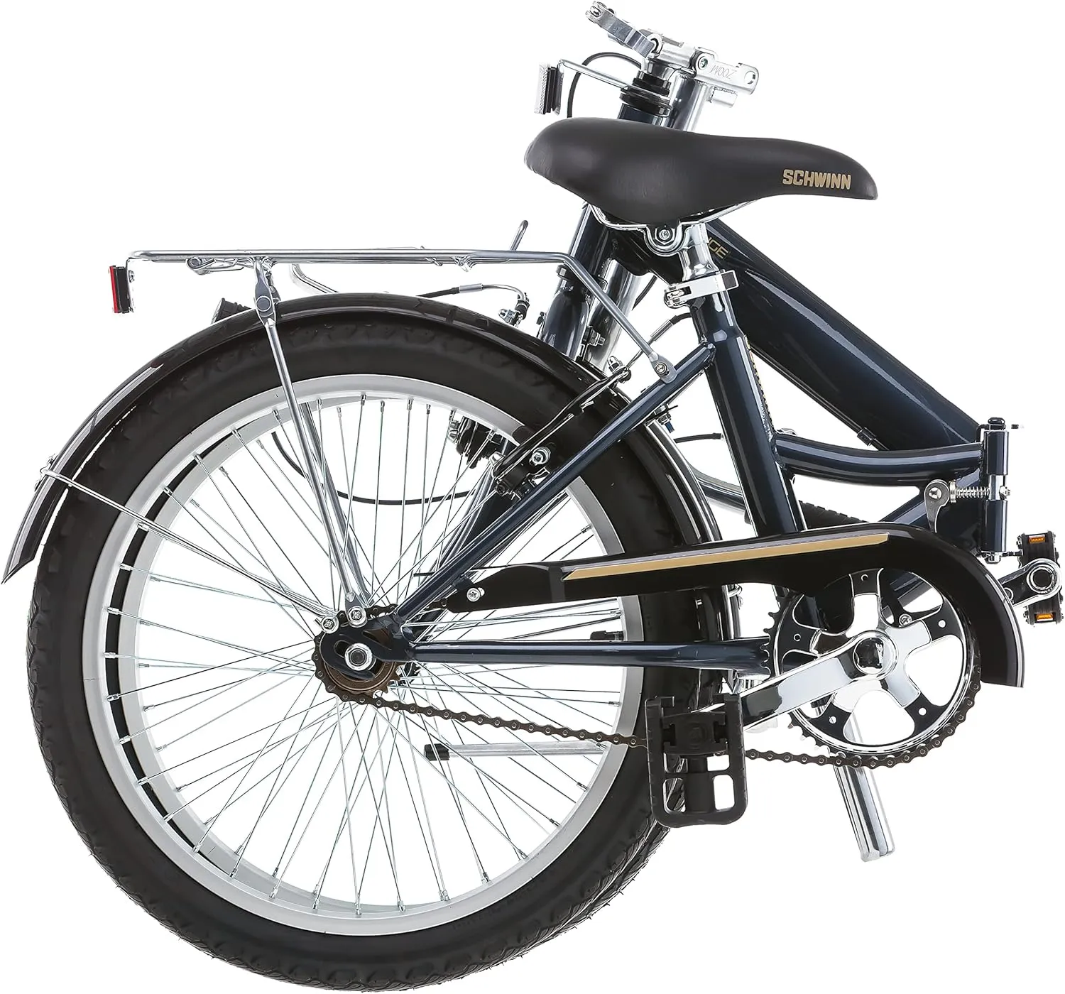 Schwinn Hinge Adult Folding Bike, 20-inch Wheels, Rear Carry Rack, Carrying Bag, Multiple Colors