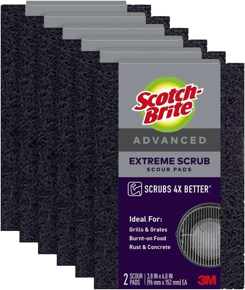 Scotch-Brite Advanced Extreme Scrub, Ideal for Grills and Grates, 12 Scour Pads
