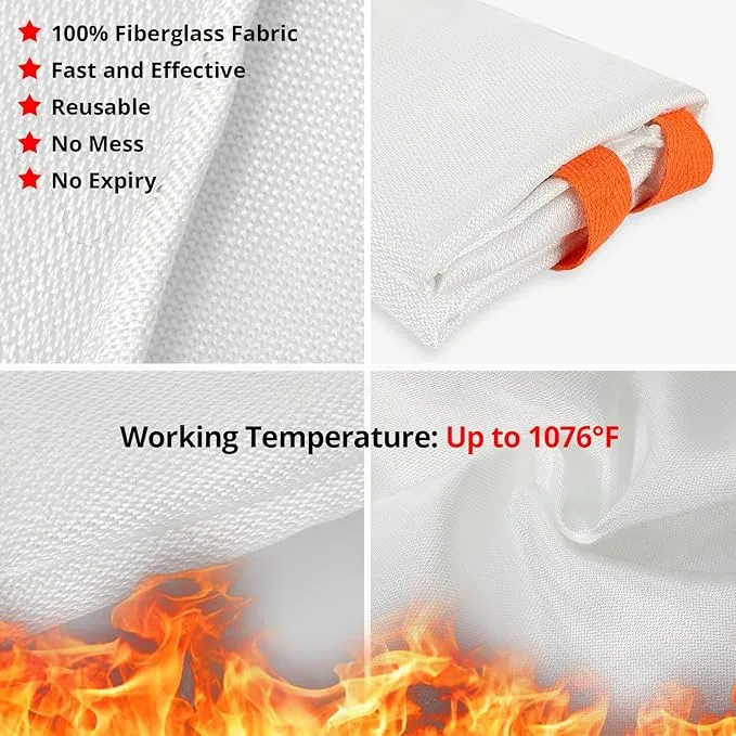 SecuCaptain Emergency Fire Blanket for Home and Kitchen - 4 Pack 40"x40" Flame Suppression Fiberglass Fire Blankets for House Camping Car Office Warehouse Emergency Survival Safety