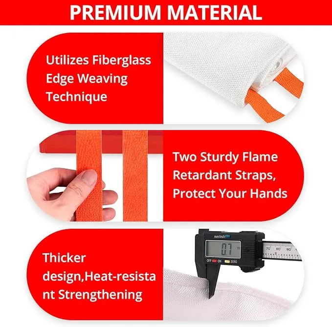 SecuCaptain Emergency Fire Blanket for Home and Kitchen - 8 Pack 40"x40" Flame Suppression Fiberglass Fire Blankets for House Camping Car Office Warehouse Emergency Survival Safety
