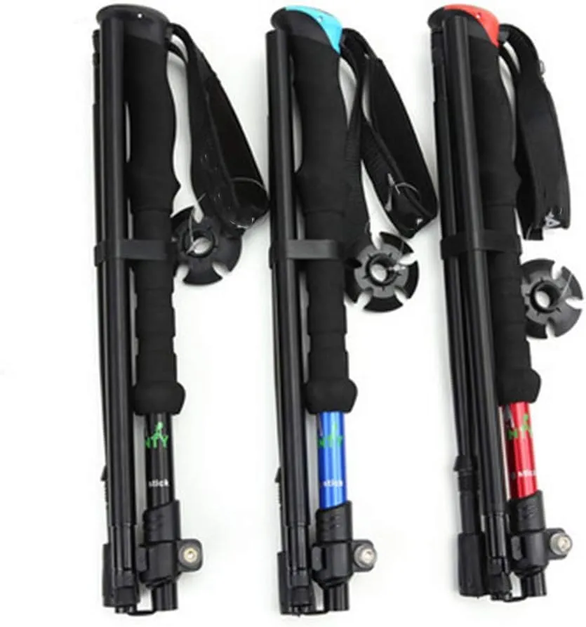 SGSG Trekking Poles Made of Aluminum Alloy - Folding, Collapsible, Adjustable, Ultralight for Nordic Walking, Hiking, Running with Cork and EVA Grip for Men and Women