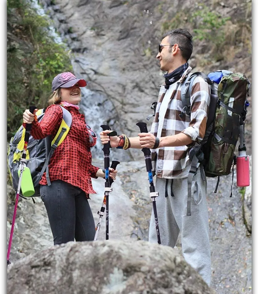 SGSG Trekking Poles Made of Aluminum Alloy - Folding, Collapsible, Adjustable, Ultralight for Nordic Walking, Hiking, Running with Cork and EVA Grip for Men and Women