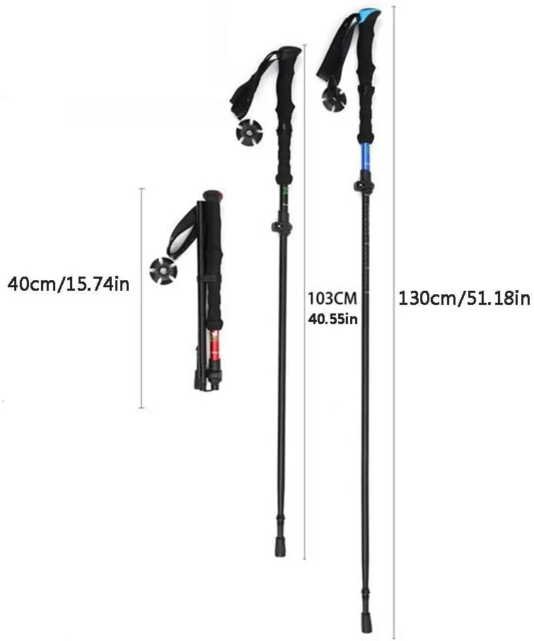 SGSG Trekking Poles Made of Aluminum Alloy - Folding, Collapsible, Adjustable, Ultralight for Nordic Walking, Hiking, Running with Cork and EVA Grip for Men and Women