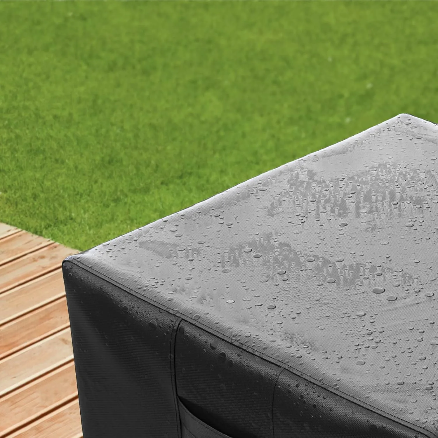 SHINESTAR Square Fire Pit Cover, Fits for 41-44 Inch Gas Fire Table, Waterproof and Windproof, 44 x 44 x 24 Inches, Black