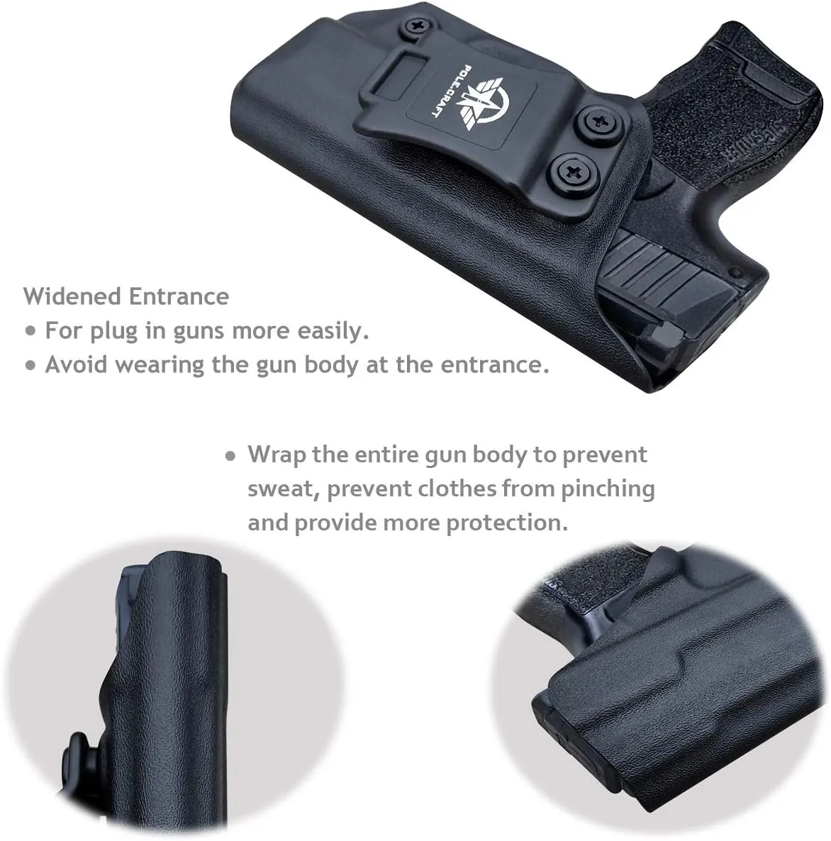 Sig P365 Holster IWB Kydex Custom Fit: Sig Sauer P365 / P365 SAS / P365 X Pistol - Inside Waistband - Adj. Cant Retention - Cover Mag-Button - No Wear - No Jitter