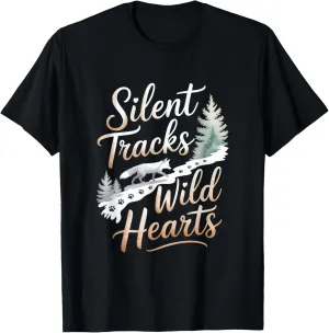 Silent Tracks Wild Hearts Fox Winter Forest Trail Adventure T-Shirt