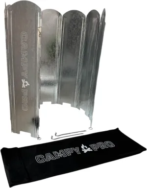 Silver Camping Stove Windscreen, Tall 8-Panel Foldable Wind Blocker with Stakes & Bag, 23.6inc (60cm) Portable Windshield for Campfire, Firepit, RV, Outdoor Cooking, Hiking, Picnic