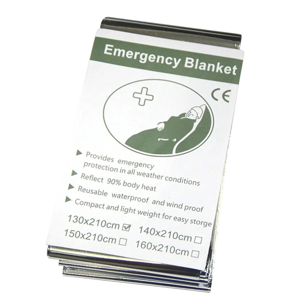 Silver Emergency Thermal Sleeping Bag Waterproof, Windproof, Reusable Survival Blanket