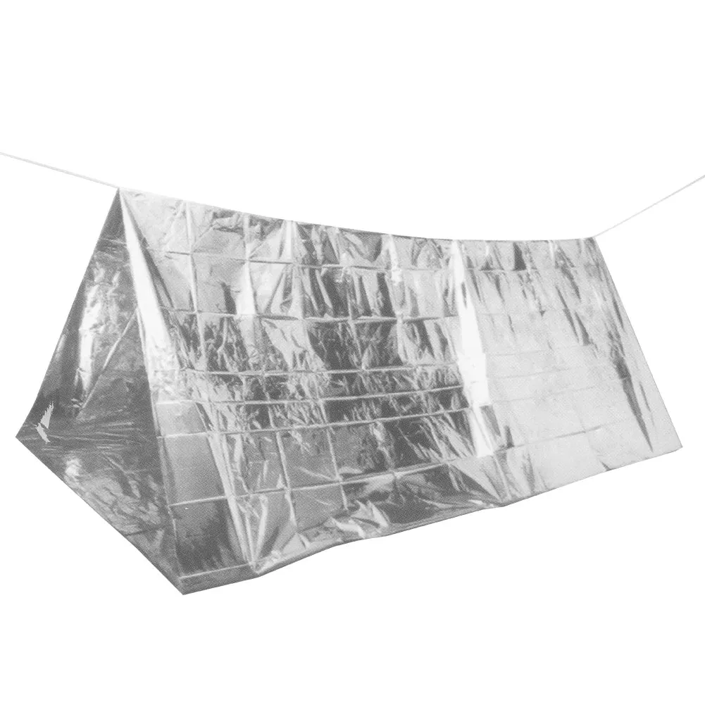 Silver Emergency Thermal Sleeping Bag Waterproof, Windproof, Reusable Survival Blanket
