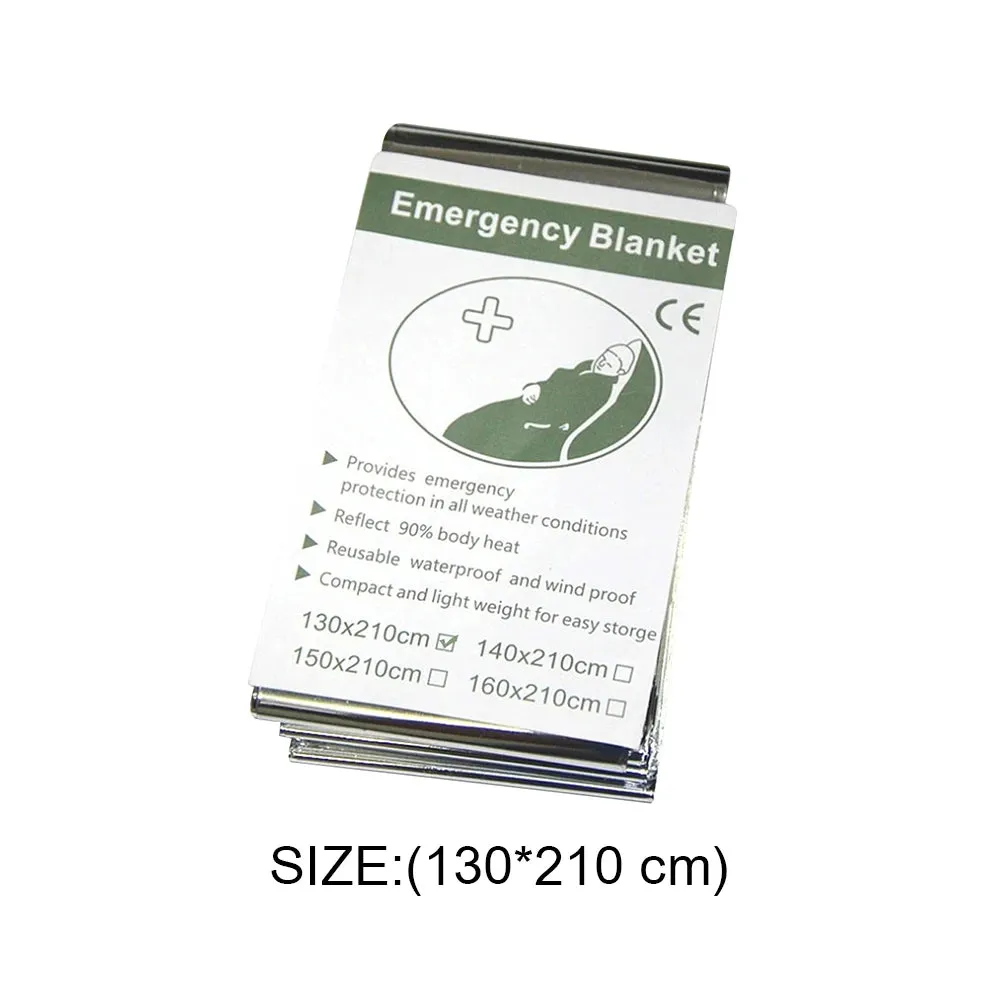 Silver Emergency Thermal Sleeping Bag Waterproof, Windproof, Reusable Survival Blanket