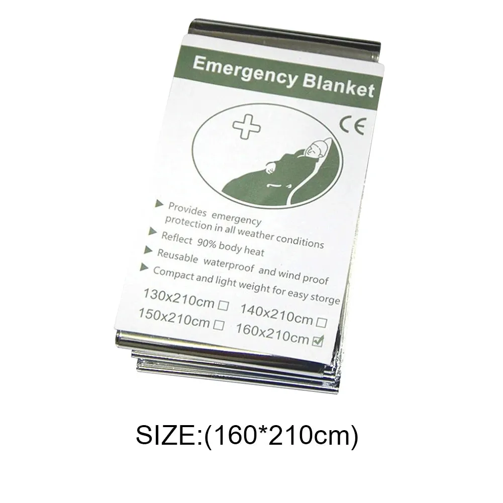 Silver Emergency Thermal Sleeping Bag Waterproof, Windproof, Reusable Survival Blanket