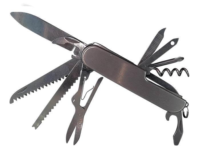 Silver Medium Pocket Knife multitool - up to 11 variations