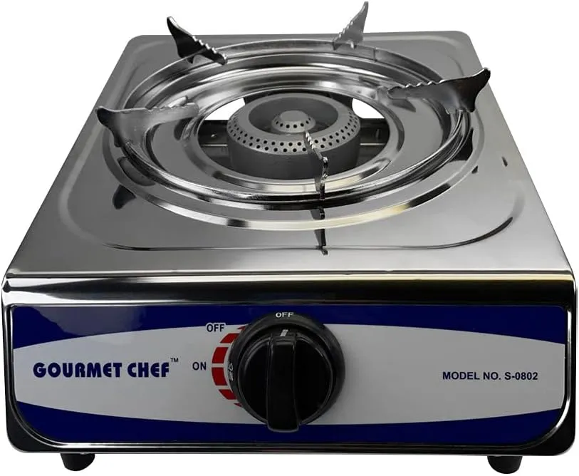 Single Burner Propane Stove, Gas Powered, 10,000 BTU, Stainless Steel, Portable