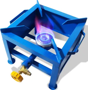 Single Burner Propane Stove - Portable Cast Iron High Pressure Outdoor Propane Burner Cooker,Heavy Duty Square Stove, high btu propane burner for Outdoor Cooking Turkey Fry,Seafood Boil,Homebrewing