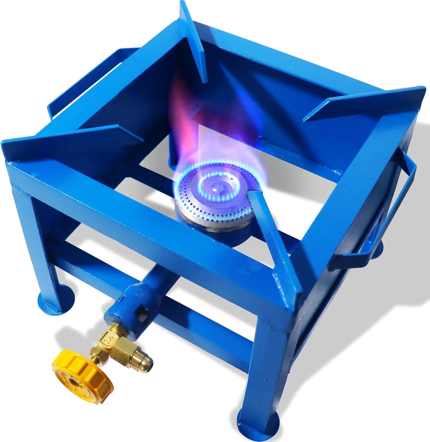 Single Burner Propane Stove - Portable Cast Iron High Pressure Outdoor Propane Burner Cooker,Heavy Duty Square Stove, high btu propane burner for Outdoor Cooking Turkey Fry,Seafood Boil,Homebrewing