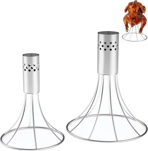 Skyflame Beer Can Chicken Holder for Smokers and Grills, 2 Pack Stainless Steel Whole Chicken Rack for Roasting and Grilling,Compatible with Weber/Big Green Egg