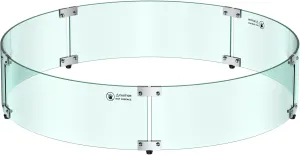 Skyflame Fire Pit Glass Wind Guard Round, 33 x 7 inches Tempered Glass Flame Shield, Fits 31” Round Fire Pit Burner Pans, Fire-Resistant Windscreen Set