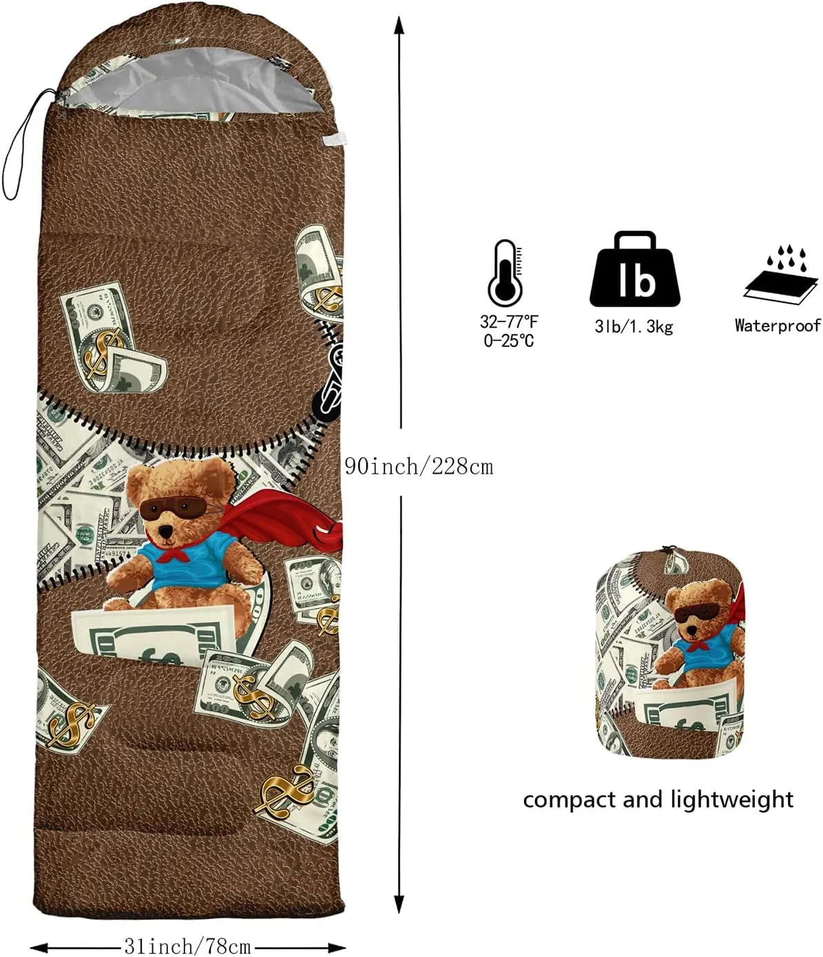 Sleeping Bags for Adults and Kids Camping Sleeping Bags for Girls and Boys Lightweight Waterproof Cold/Warm 3-Season Outdoor Travel with Compression Bags