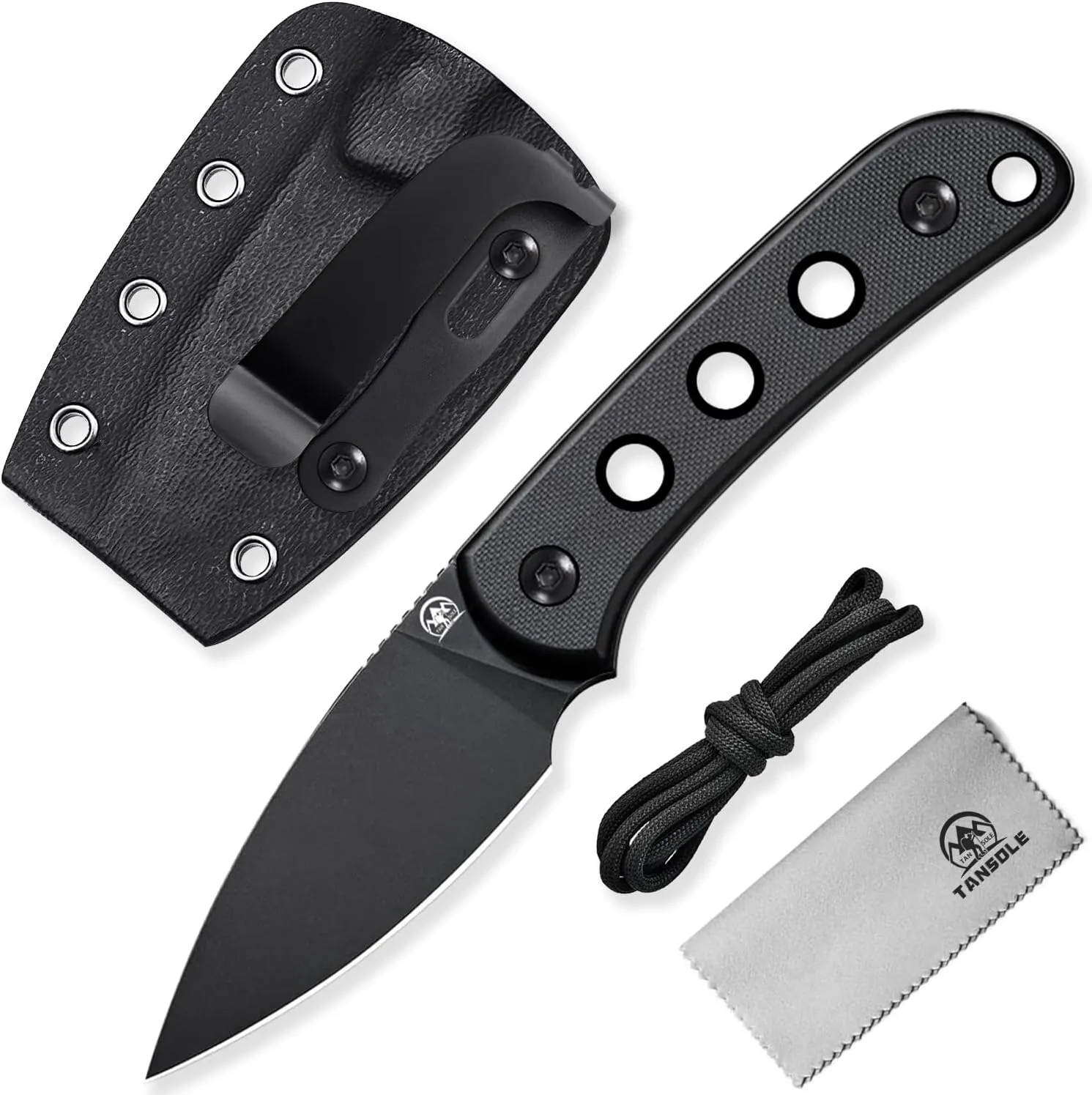 Small Fixed Blade knife with sheath neck Knives made for D2 steel and G10 Handle Compact camping Knife with Belt Clip and Lanyard for outdoor Survival hunting and Adventure 5.3in Overall Length