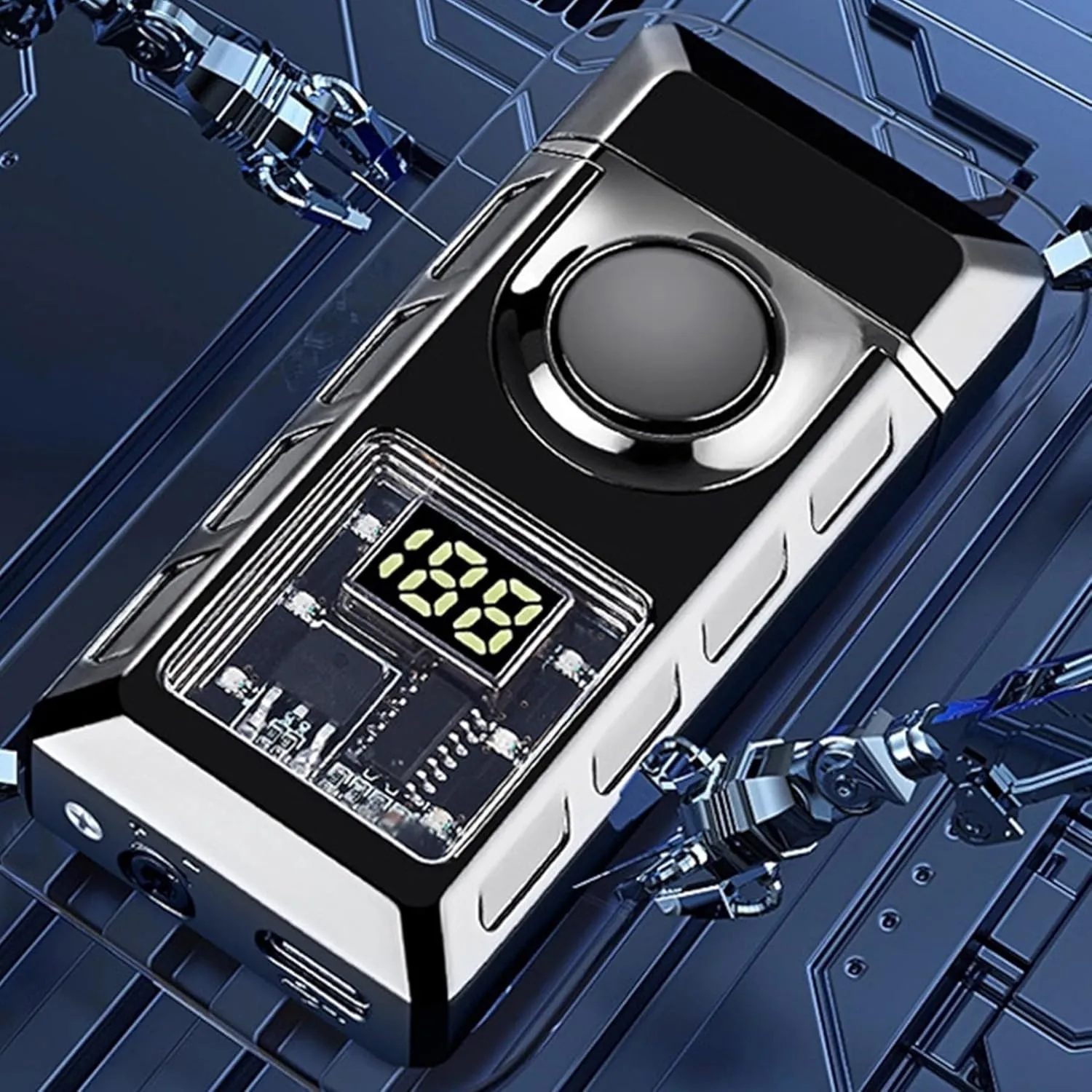 Smart Voice-Activated Windproof Lighter, Two Flame Modes, Adjustable Flame, Butane Refillable, Visible Butane Level, Portable, Colored Ice