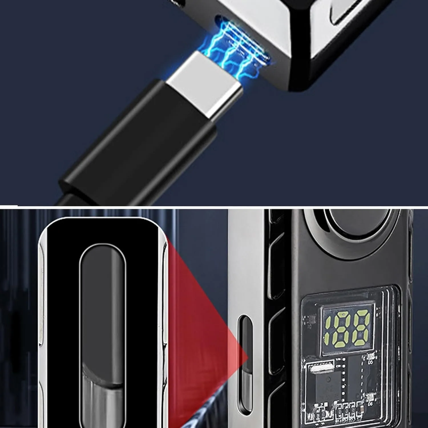 Smart Voice-Activated Windproof Lighter, Two Flame Modes, Adjustable Flame, Butane Refillable, Visible Butane Level, Portable, Colored Ice