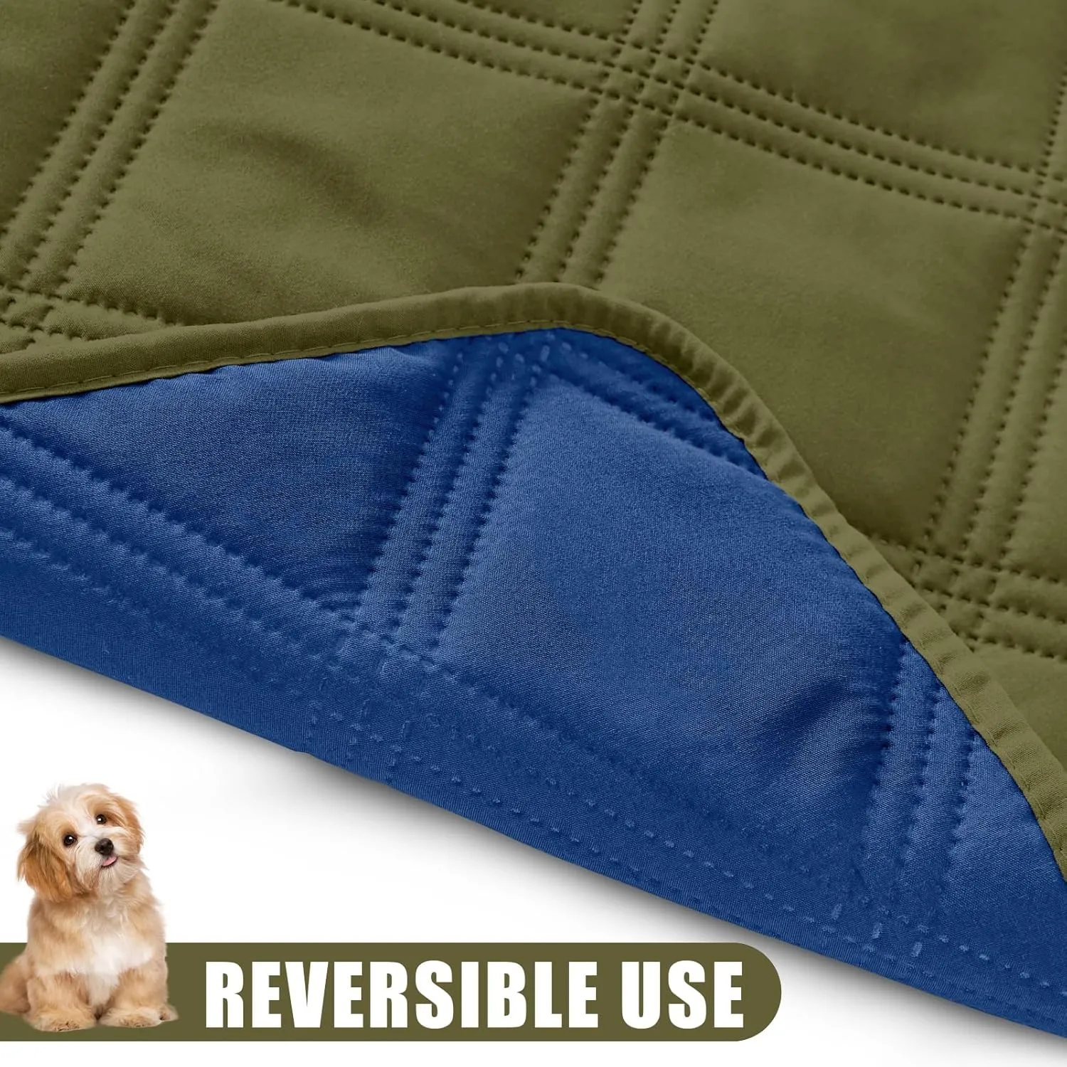 Smiry Waterproof Dog Bed Cover Blanket 30x70, Soft Reversible Pet Blanket, Washable Leakproof Cats Dogs Couch Cover for Sofa, Couch, Furniture, Green/Navy