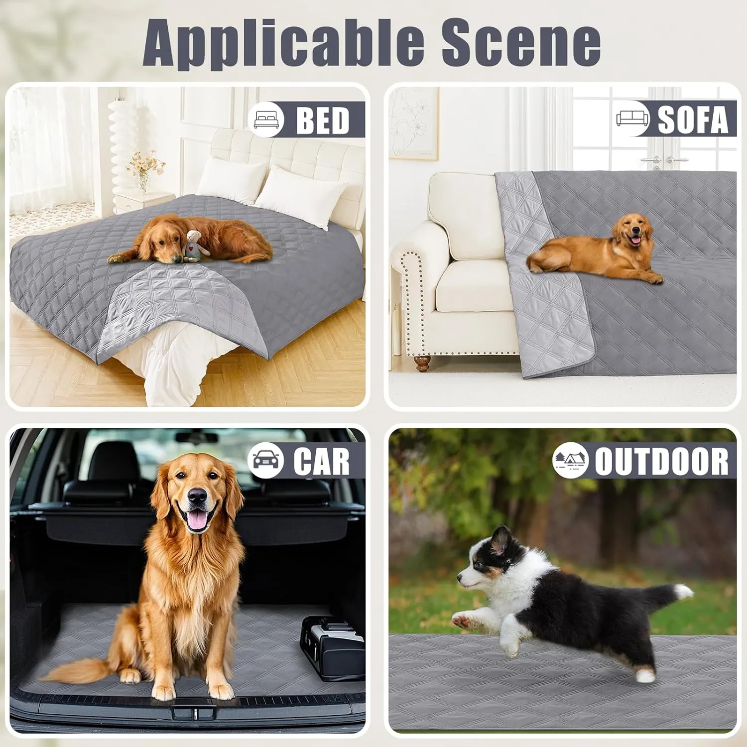 Smiry Waterproof Dog Bed Cover Blanket 30x70, Soft Reversible Pet Blanket, Washable Leakproof Cats Dogs Couch Cover for Sofa, Couch, Furniture, Grey/Light Grey