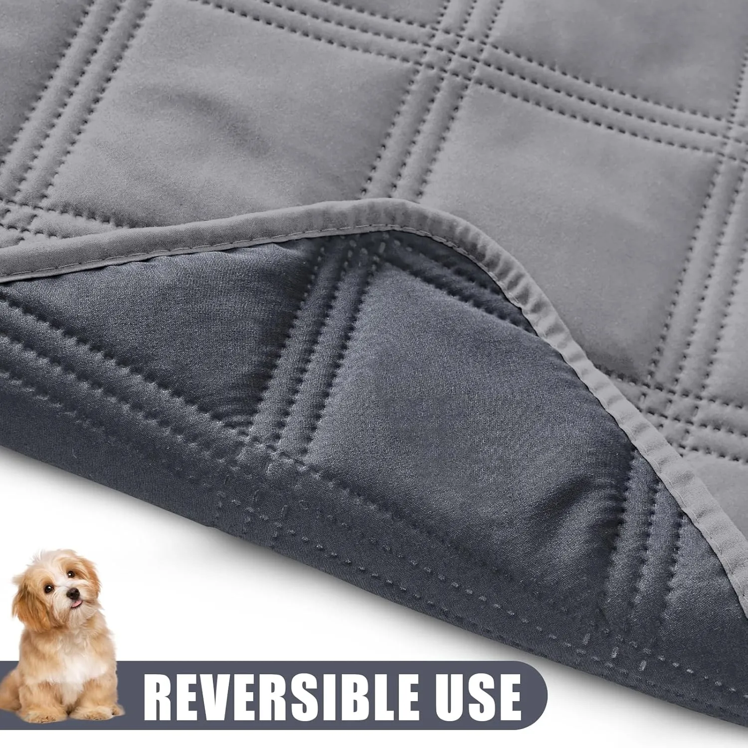 Smiry Waterproof Dog Bed Cover Blanket 52x82, Soft Reversible Pet Blanket, Washable Leakproof Cats Dogs Couch Cover for Sofa, Couch, Furniture, Grey/Dark Grey