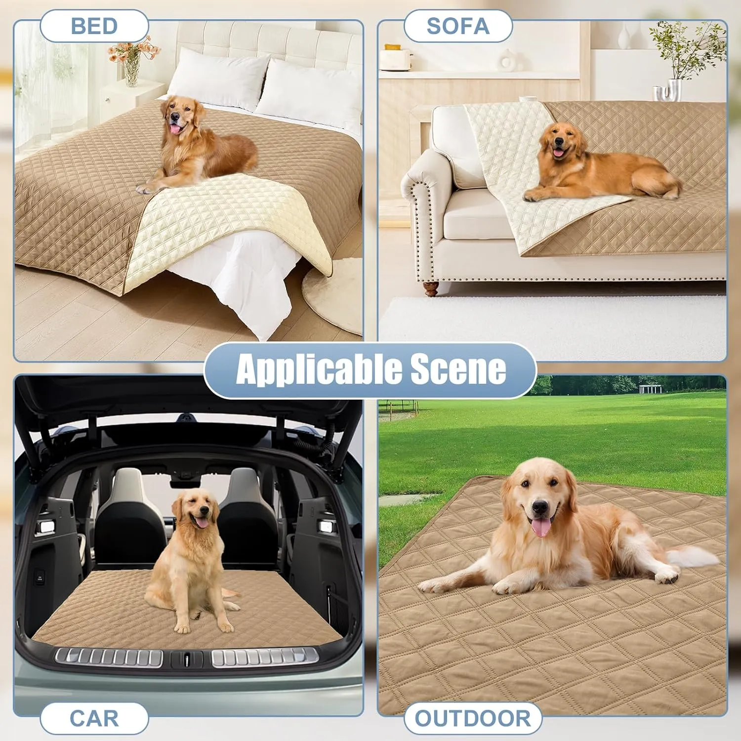 Smiry Waterproof Dog Blanket, Reversible Dog Bed Cover Pet Blanket, Soft Pet Couch Covers for Sofa Washable, Bed Couch Sofa Furniture Protector for Puppy Cat Kids (30"x70", Camel/Beige)