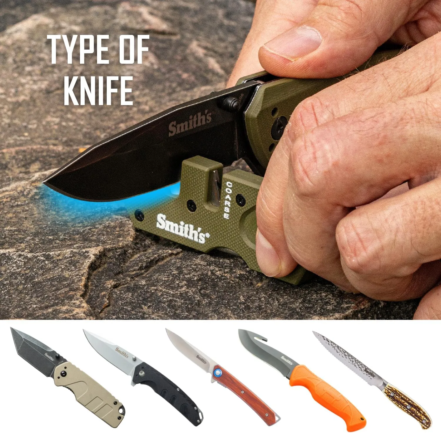 Smith’s Pocket Pal Tactical Knife Sharpener - 2 Stage Sharpener & Diamond Sharpening Rod - Pocket Clip - Outdoor Hunting Knife & Hook Sharpener - Compact & Lightweight