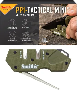 Smith’s Pocket Pal Tactical Knife Sharpener - 2 Stage Sharpener & Diamond Sharpening Rod - Pocket Clip - Outdoor Hunting Knife & Hook Sharpener - Compact & Lightweight