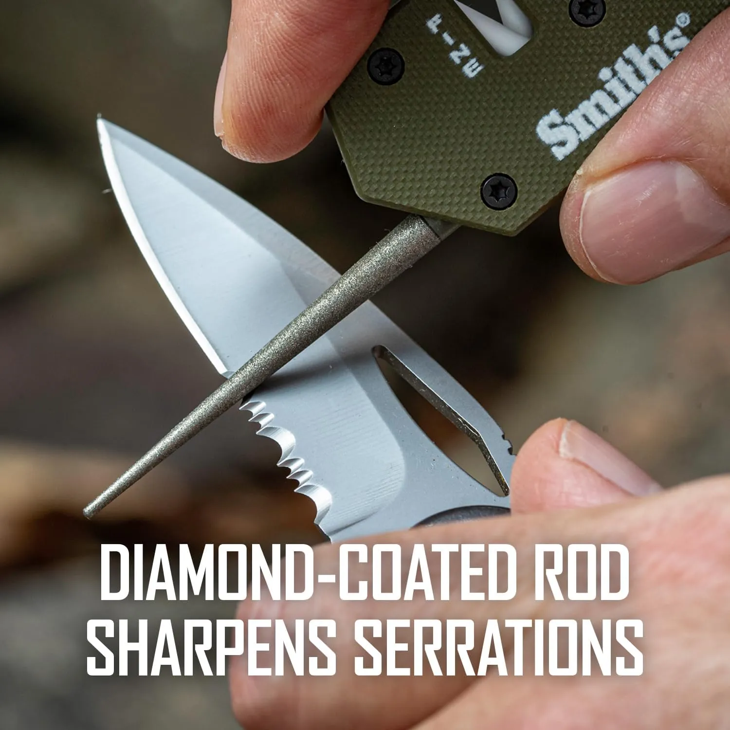 Smith’s Pocket Pal Tactical Knife Sharpener - 2 Stage Sharpener & Diamond Sharpening Rod - Pocket Clip - Outdoor Hunting Knife & Hook Sharpener - Compact & Lightweight