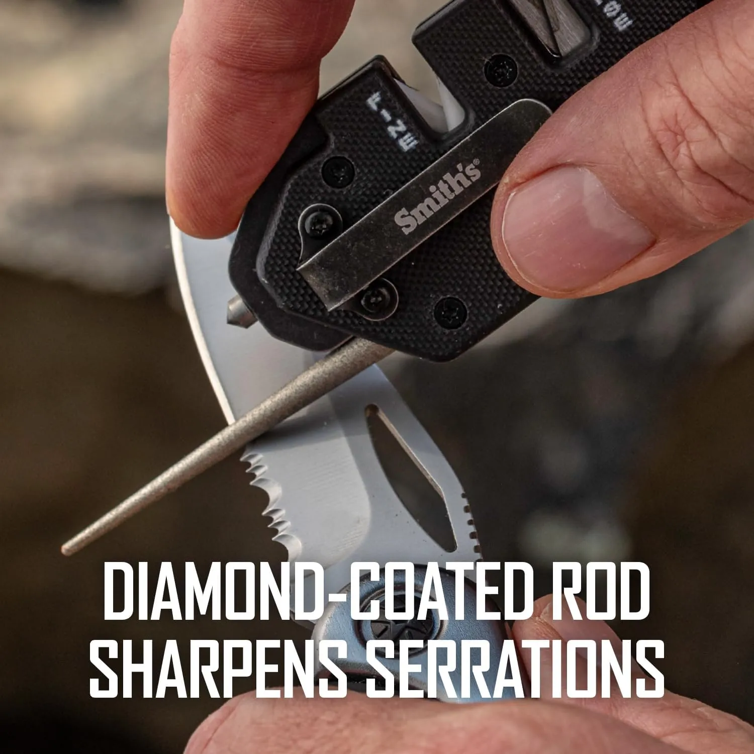 Smith’s Pocket Pal Tactical Knife Sharpener - 2 Stage Sharpener & Diamond Sharpening Rod - Pocket Clip - Outdoor Hunting Knife & Hook Sharpener - Compact & Lightweight
